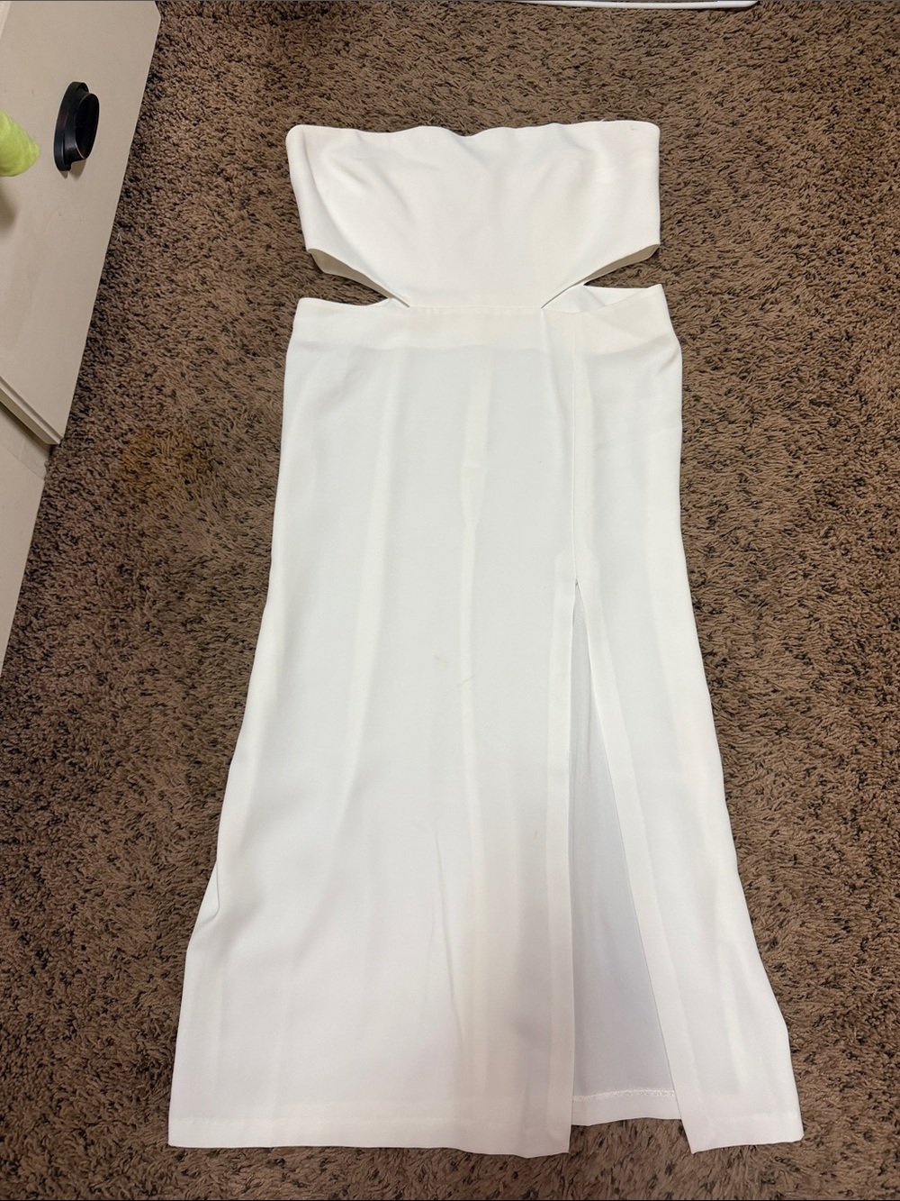 Strapless White Cutout Midi Dress